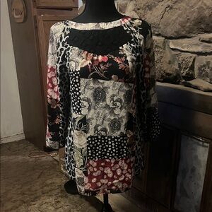 Chic Patchwork Floral Blouse